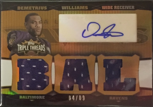 2006 Topps Triple Threads Autographed Relic Gold #118 Demetrius Williams