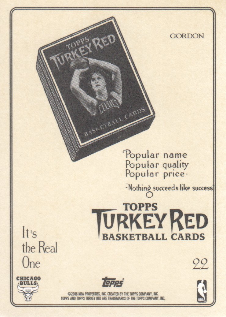 2006-07 Topps Turkey Red #22B Ben Gordon Ad back image