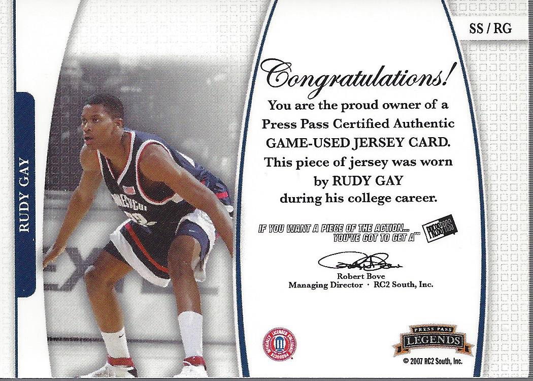 2006-07 Press Pass Legends Saturday Swatches Prime #8 Rudy Gay back image