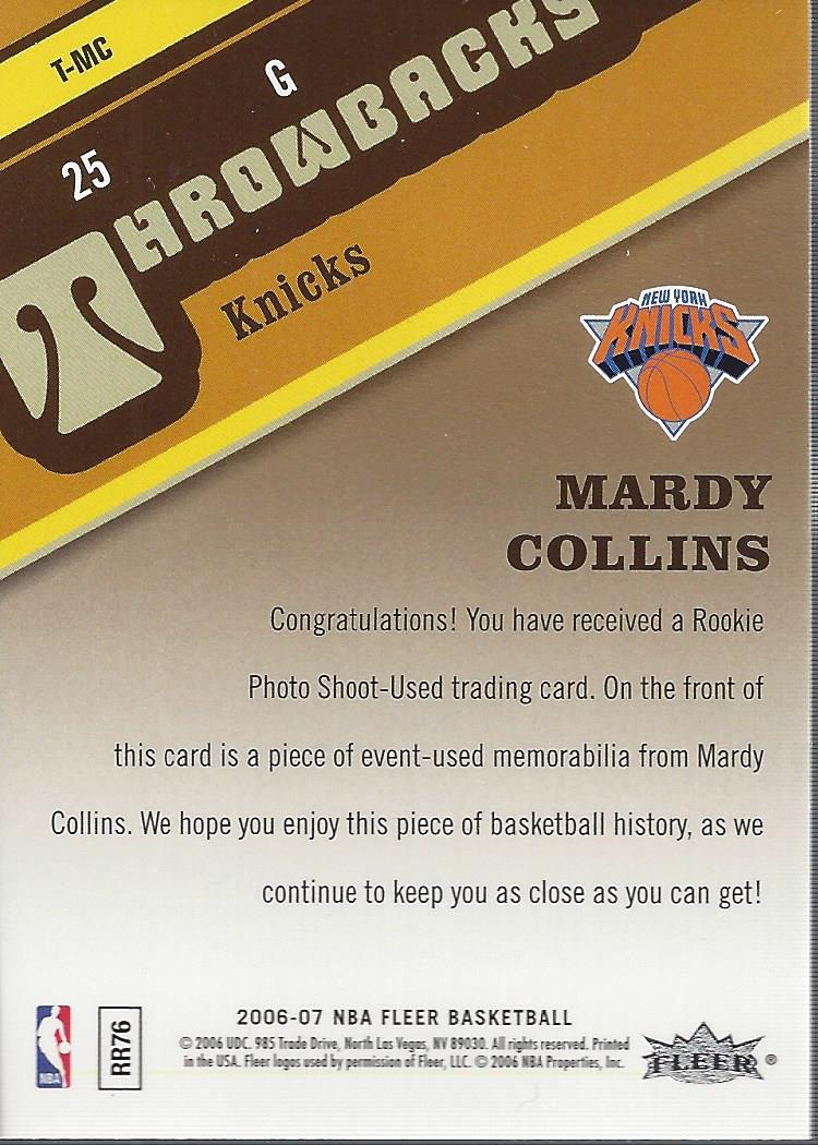2006-07 Fleer Throwbacks #MC Mardy Collins back image