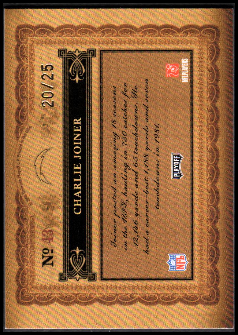 2006 Playoff National Treasures Gold #43 Charlie Joiner back image
