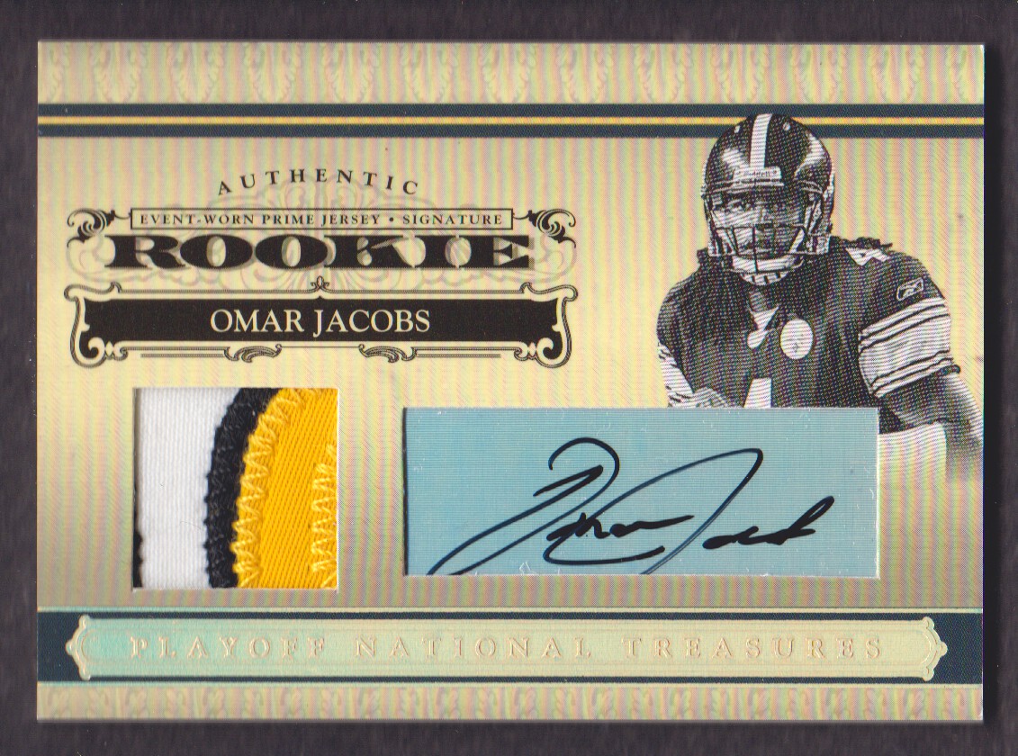 2006 Playoff National Treasures Rookie Signature Material Gold #119 Omar Jacobs