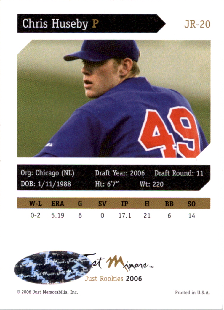 2006 Just Rookies Autographs #20 Chris Huseby/250 * back image