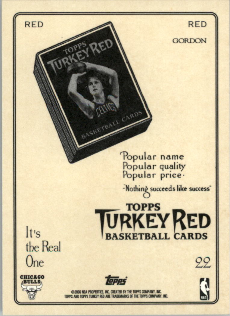 2006-07 Topps Turkey Red Red #22B Ben Gordon Ad back image
