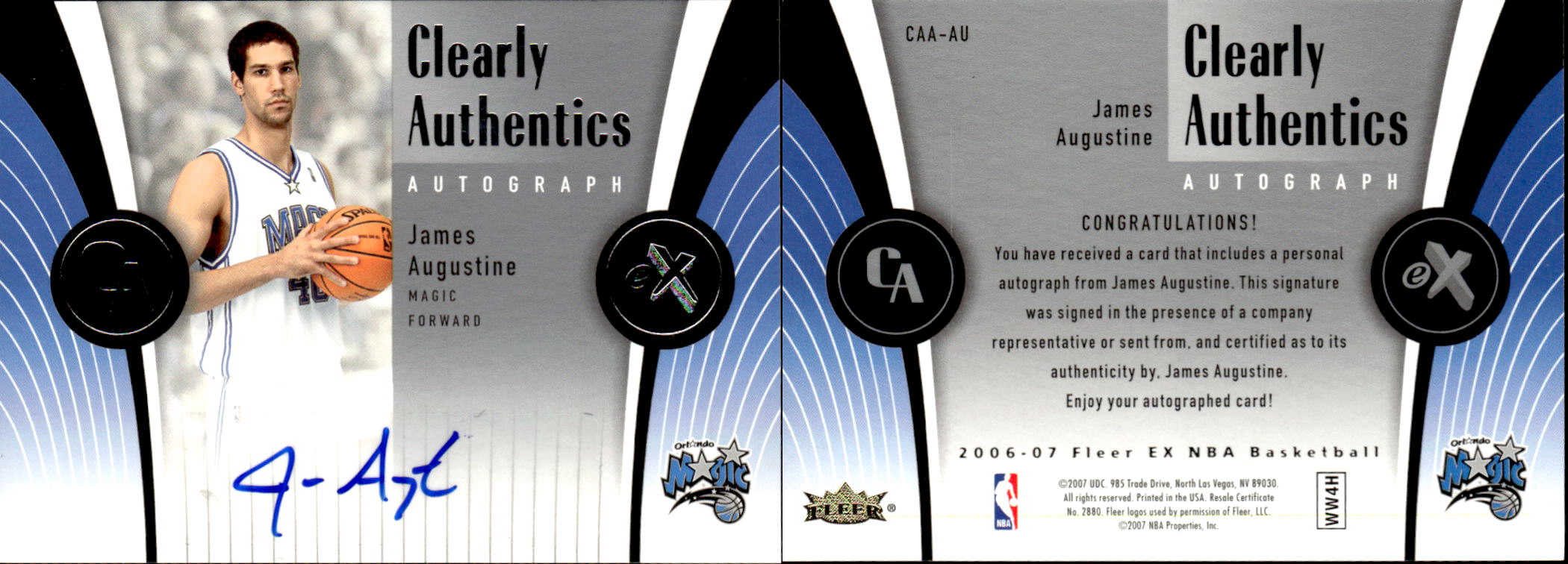 2006-07 E-X Clearly Authentics Autographs #CAAAU James Augustine