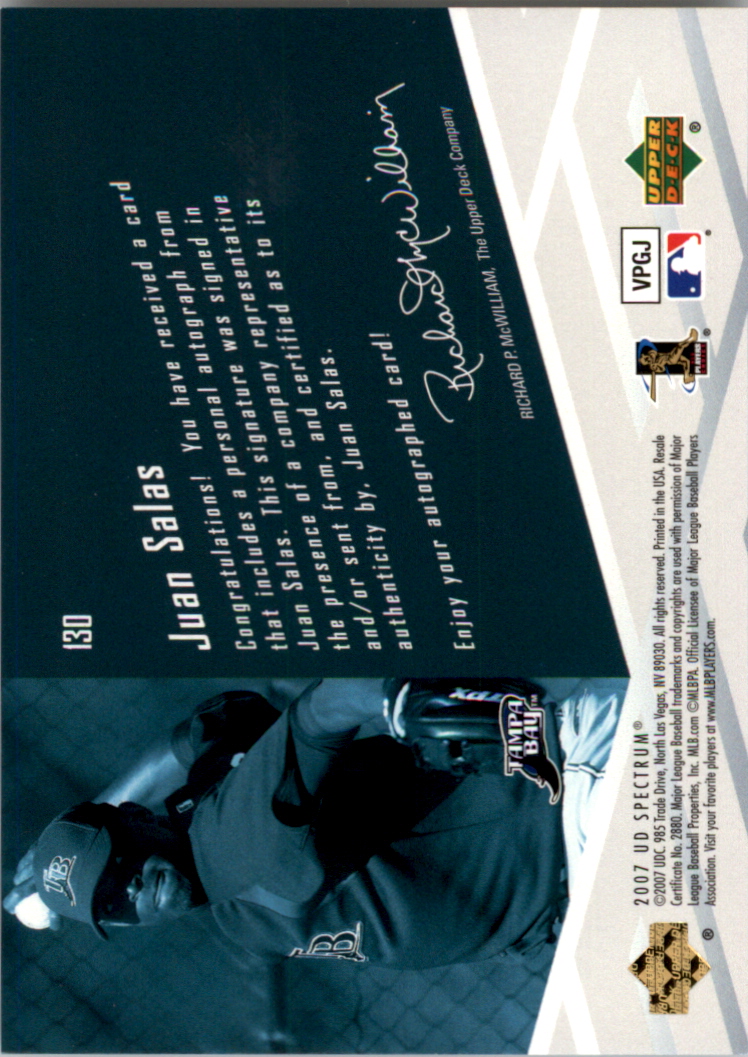 2007 Upper Deck Spectrum #130 J.Salas AU (RC) back image