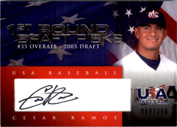 2006-07 USA Baseball 1st Round Draft Pick Signatures Black #16 Cesar Ramos/200 *