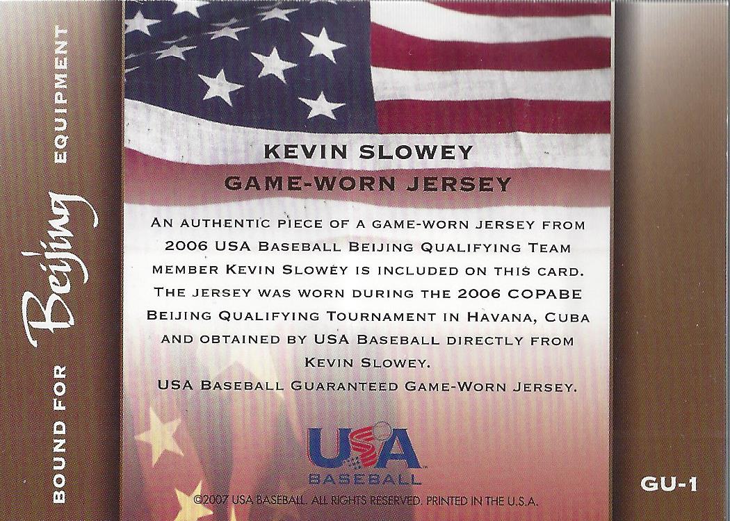 2006-07 USA Baseball Bound for Beijing Materials #1 Kevin  Slowey Jsy back image