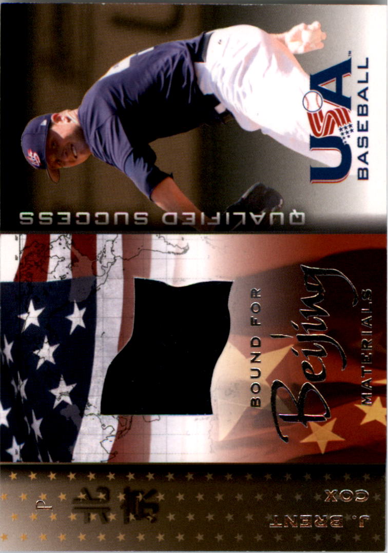 2006-07 USA Baseball Bound for Beijing Materials #7 J. Brent Cox Jsy