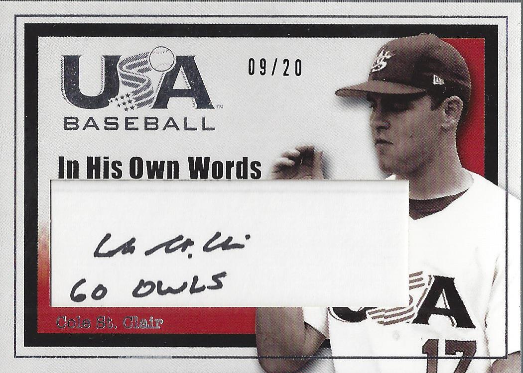 2006-07 USA Baseball In His Own Words Signatures #11 Cole St. Clair