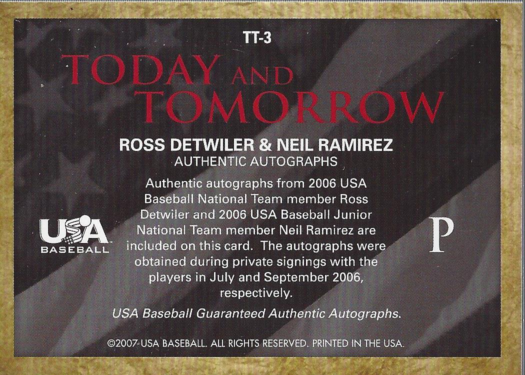 2006-07 USA Baseball Today and Tomorrow Signatures Blue #3 Ross Detwiler/Neil Ramirez back image