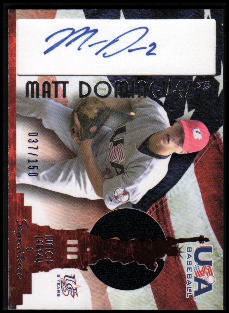 2006-07 USA Baseball Signatures Jersey Blue #26 Matt Dominguez