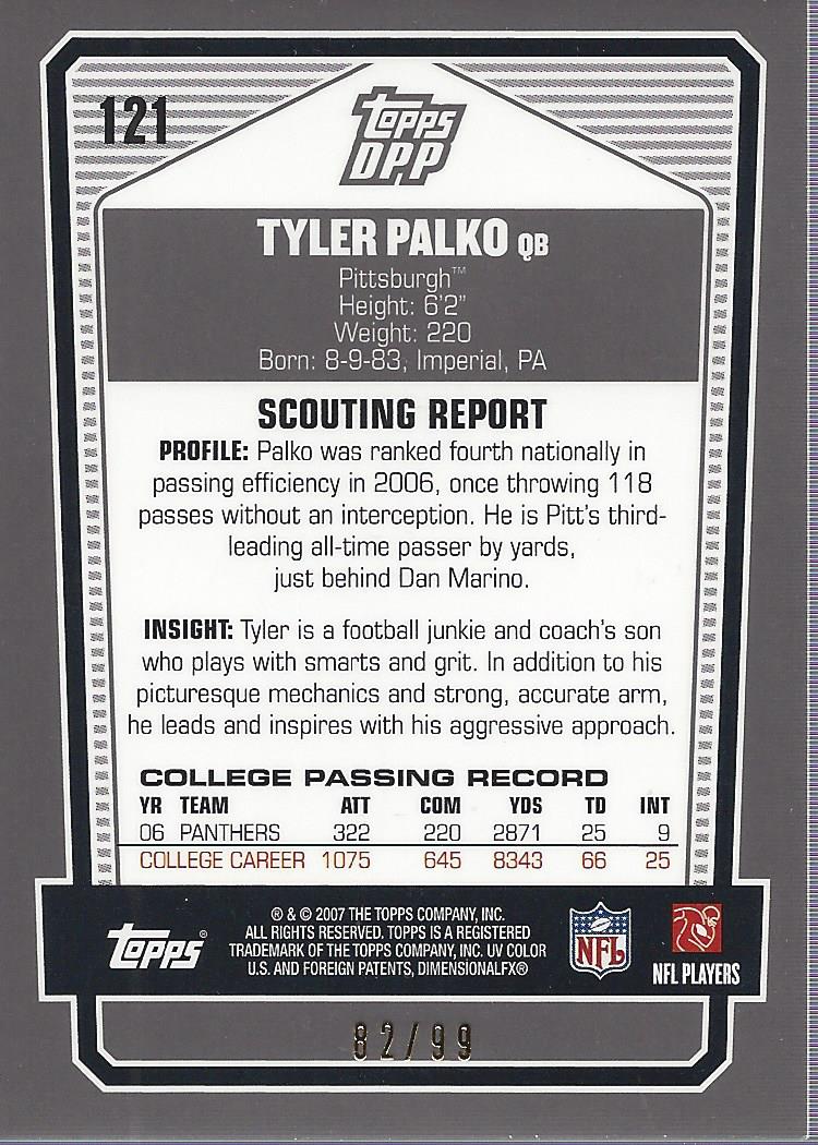 Tyler Palko Rookie Card Football Cards