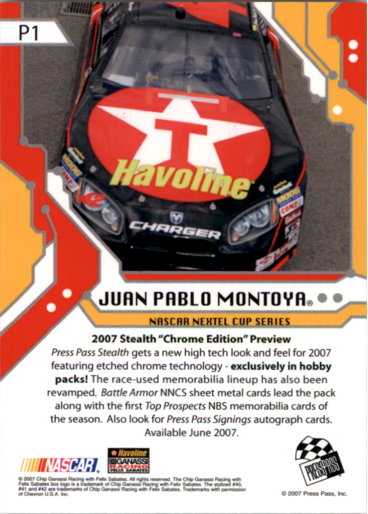 2007 Press Pass Premium #P1 Juan Pablo Montoya Stealth back image