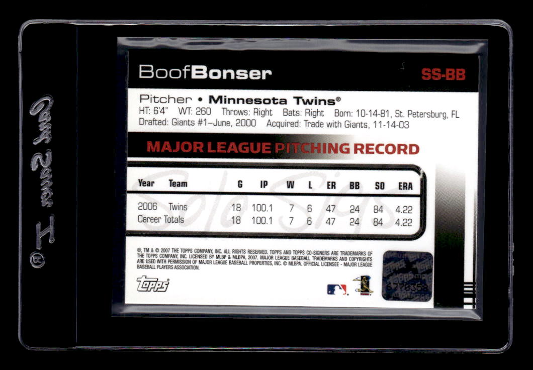 2007 Topps Co-Signers Solo Sigs #BB Boof Bonser A back image