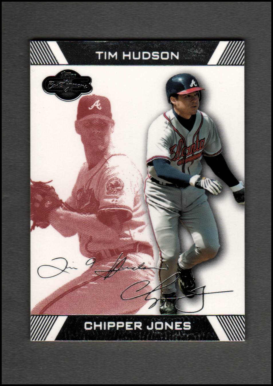 2007 Topps Co-Signers Red #82B Chipper Jones w/Tim Hudson