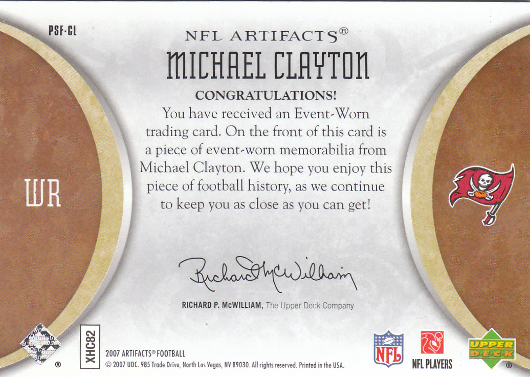 2007 Artifacts (Upper Deck) Football "Memorabilia" Insert Cards - Picture 17 of 19