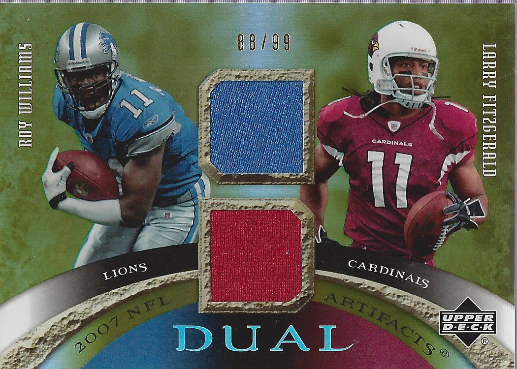 2007 Artifacts NFL Artifacts Dual #WF Roy Williams WR/Larry Fitzgerald
