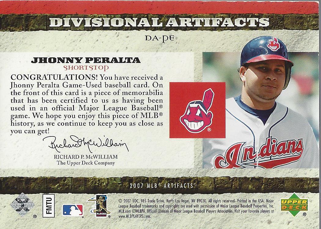 2007 Artifacts Divisional Artifacts #PE Jhonny Peralta back image