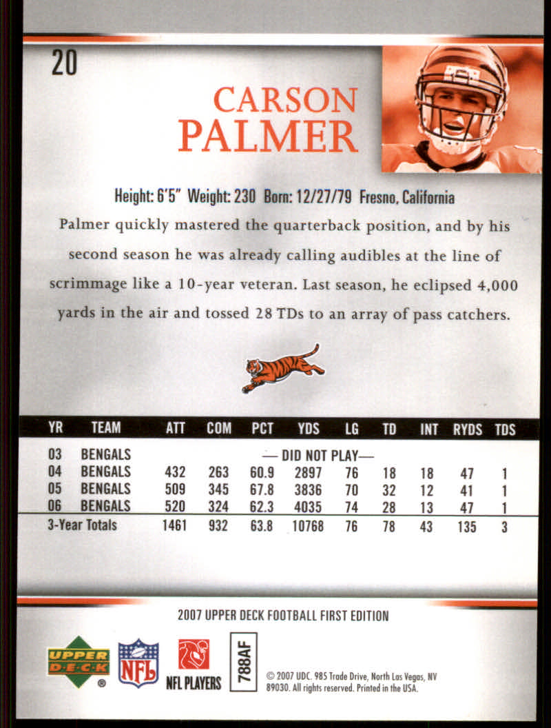 2007 First Edition (Upper Deck) Football "Gold" Parallel Cards - Picture 5 of 45