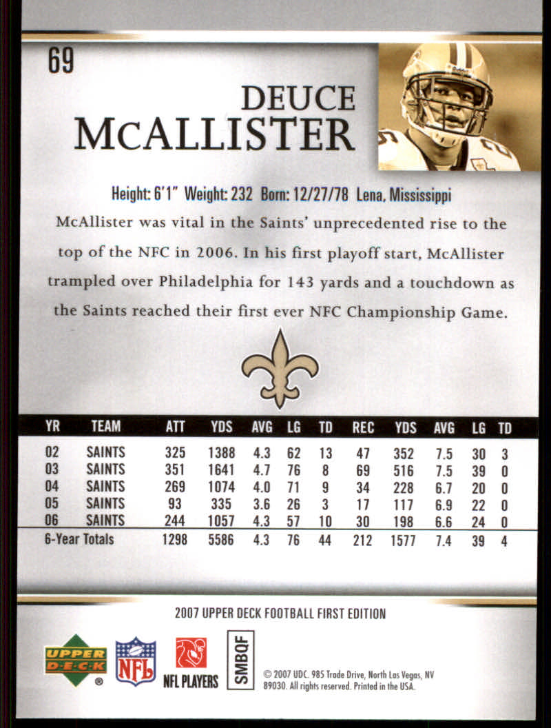 2007 First Edition (Upper Deck) Football "Gold" Parallel Cards - Picture 17 of 45