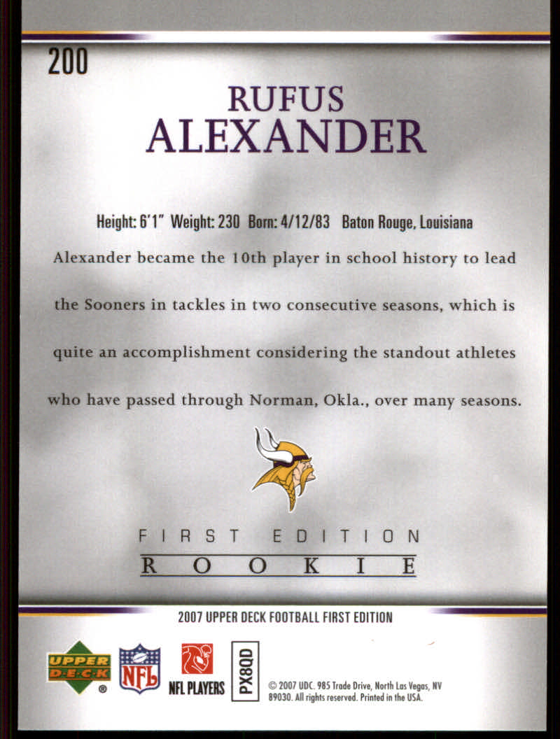 2007 First Edition (Upper Deck) Football "Gold" Parallel Cards - Picture 45 of 45