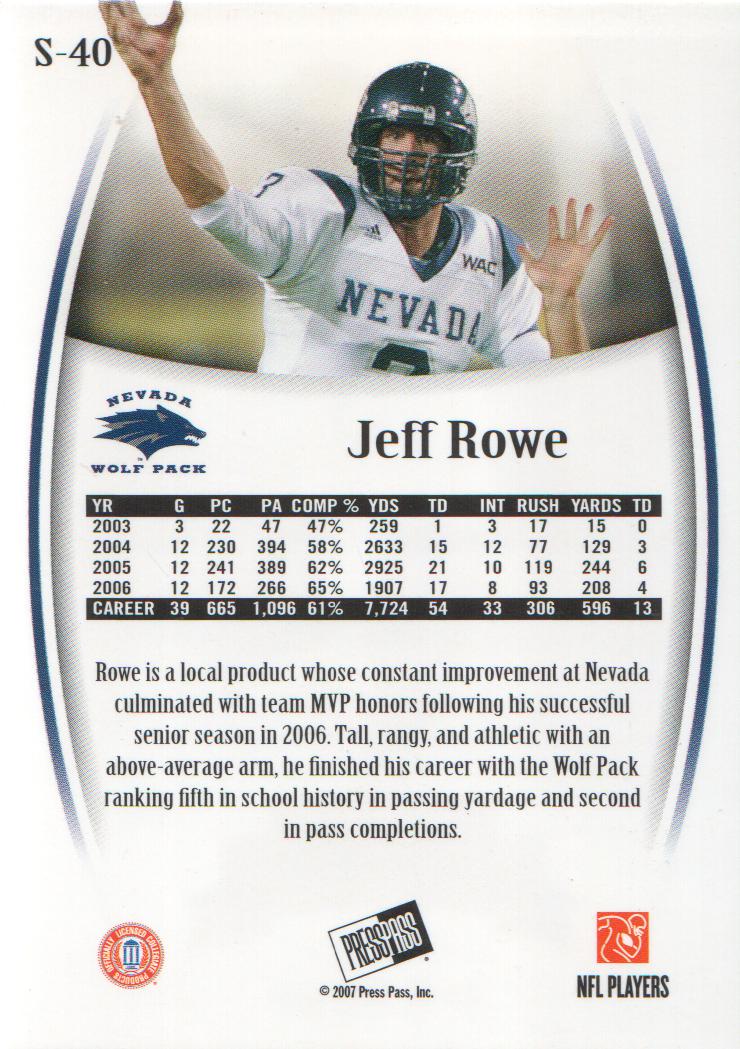 2007 Press Pass Legends Silver #40 Jeff Rowe back image