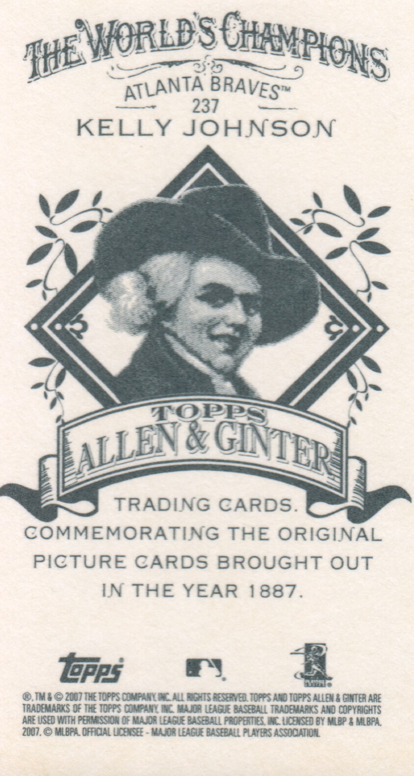 2007 Topps Allen and Ginter Mini A and G Back #237 Kelly Johnson back image