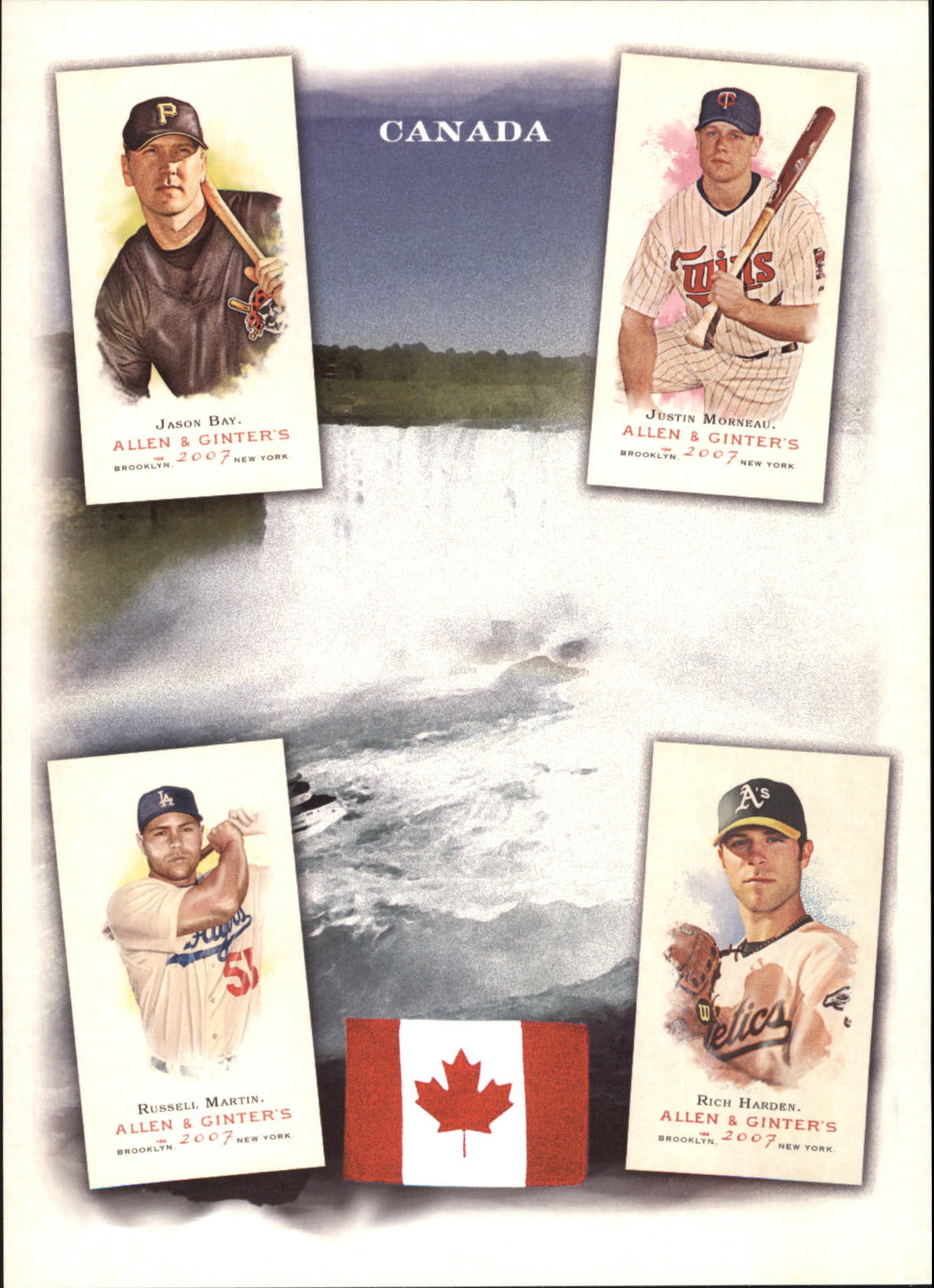 2007 Topps Allen and Ginter National Pride #5 Jason Bay/Russell Martin/Justin Morneau/Rich Harden