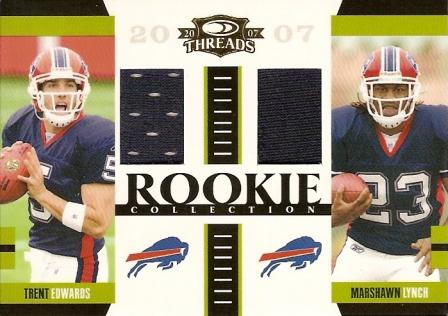 2007 Donruss Threads Rookie Collection Materials Combo #1 Trent Edwards/Marshawn Lynch