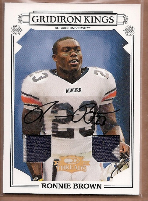 2007 Donruss Threads College Gridiron Kings Material Autographs Prime #25 Ronnie Brown