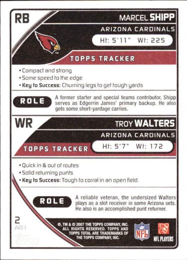2007 Topps Total 1st Edition Copper #2 Marcel Shipp/Troy Walters back image