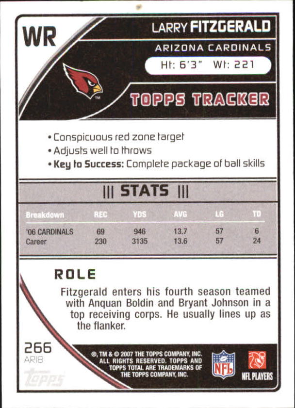 2007 Topps Total 1st Edition Copper #266 Larry Fitzgerald