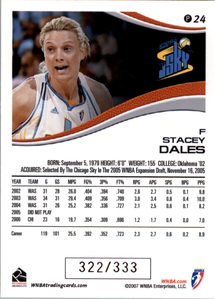 2007 WNBA Parallel #24 Stacey Dales - /333 - NM-MT