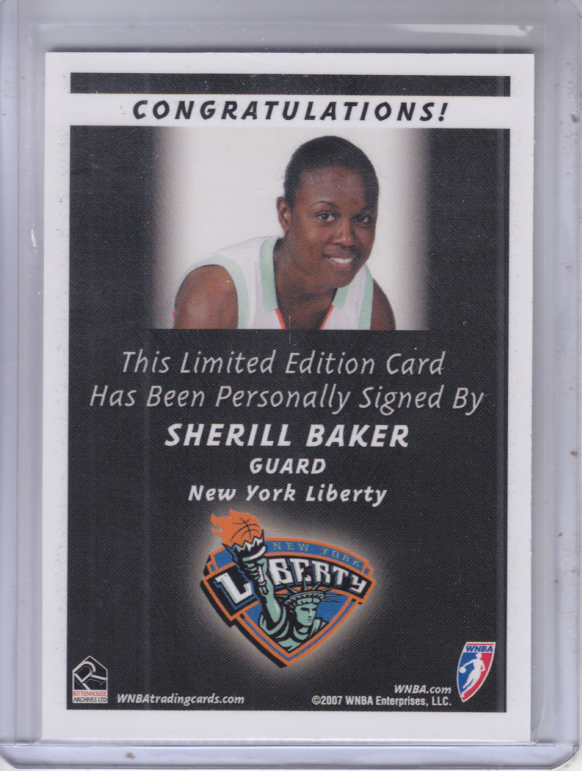 2007 WNBA Autographs #10 Sherill Baker back image