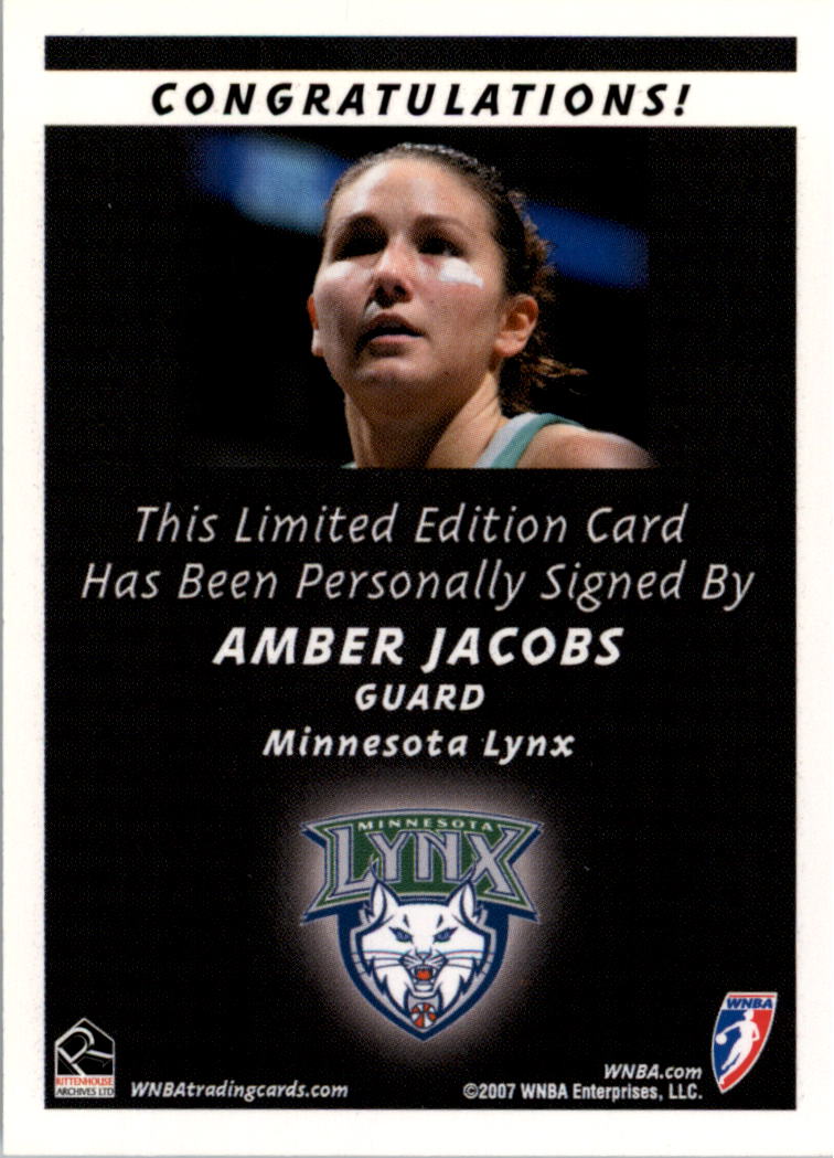 2007 WNBA Autographs #25 Amber Jacobs back image