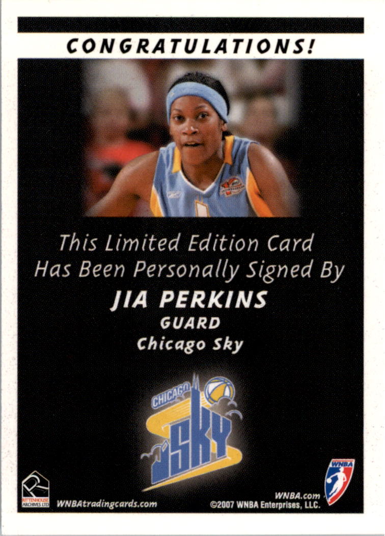 2007 WNBA Autographs #32 Jia Perkins back image
