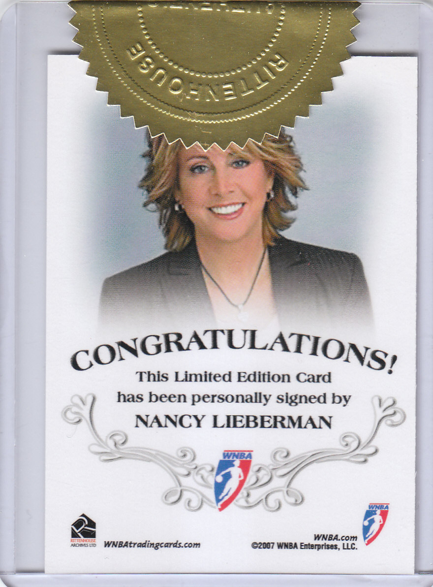 2007 WNBA Case Topper #1 Nancy Lieberman AU back image