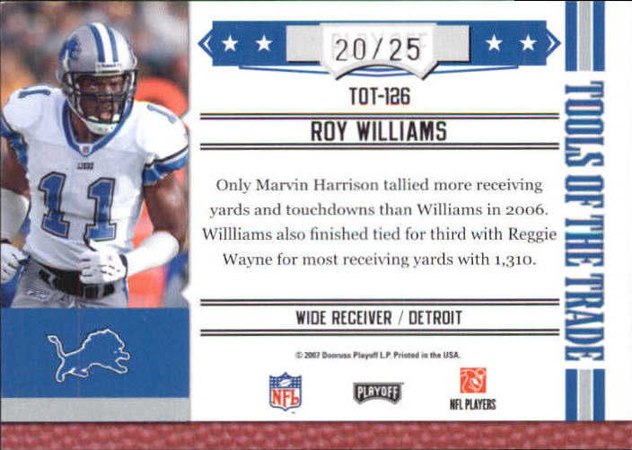 2007 Absolute Memorabilia Tools of the Trade Red Spectrum #126 Roy Williams back image