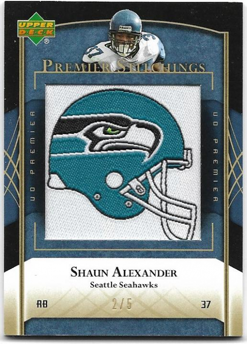 2007 Upper Deck Premier Stitchings Team Logo/NFL Draft Platinum #PS86 Shaun Alexander