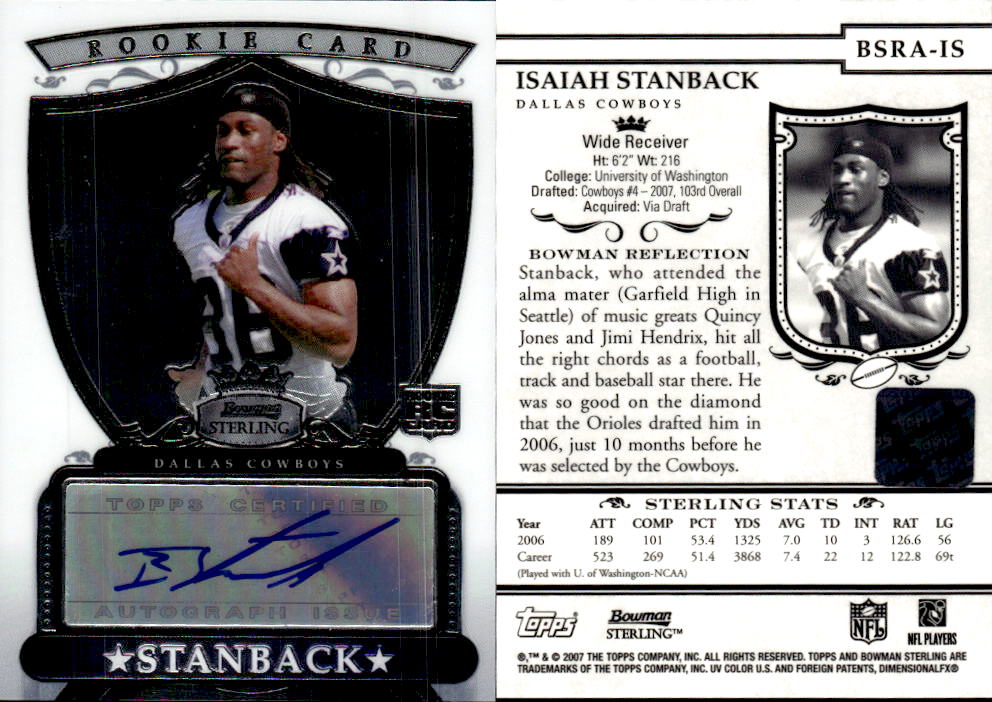 2007 Bowman Sterling #IS Isaiah Stanback AU RC