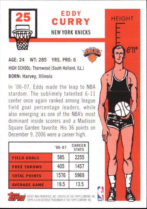 2007-08 Topps 1957-58 Variations #25 Eddy Curry back image