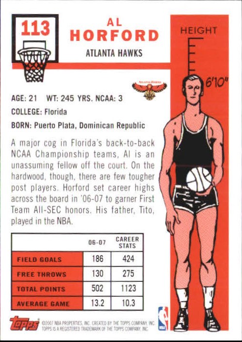 2007-08 Topps 1957-58 Variations #113 Al Horford       (Cream Back)