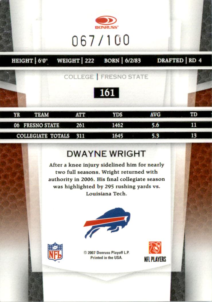 2007 Leaf Certified Materials Mirror Red #161 Dwayne Wright back image