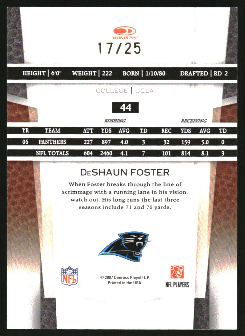 2007 Leaf Certified Materials Mirror Gold #44 DeShaun Foster