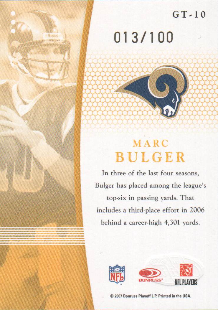 2007 Leaf Certified Materials Gold Team Mirror #10 Marc Bulger back image