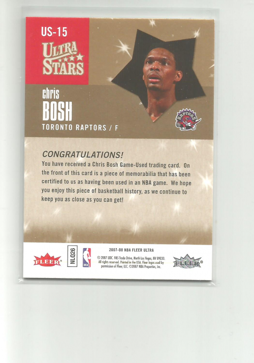 2007-08 Ultra SE Stars Memorabilia #USBO Chris Bosh back image