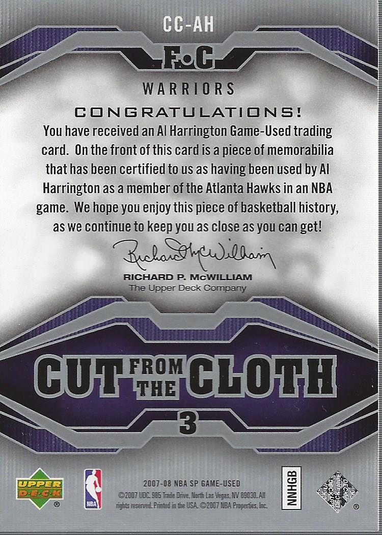 2007-08 SP Game Used Cut from the Cloth #CCAH Al Harrington back image
