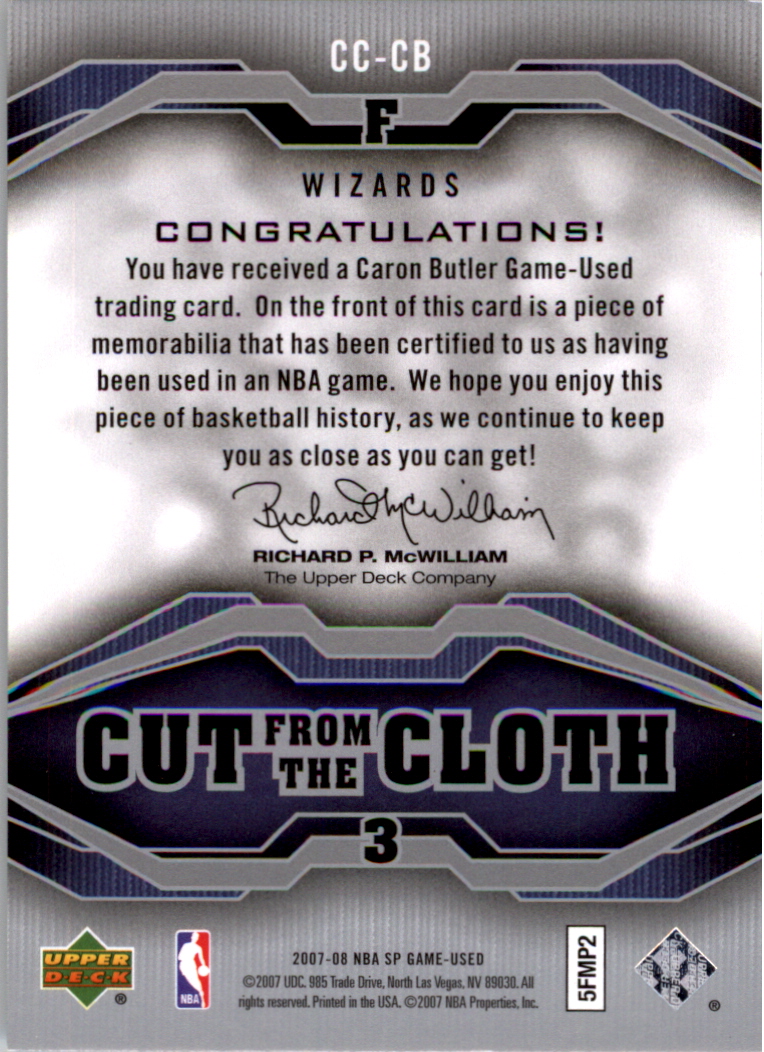 2007-08 SP Game Used Cut from the Cloth #CCCB Caron Butler back image