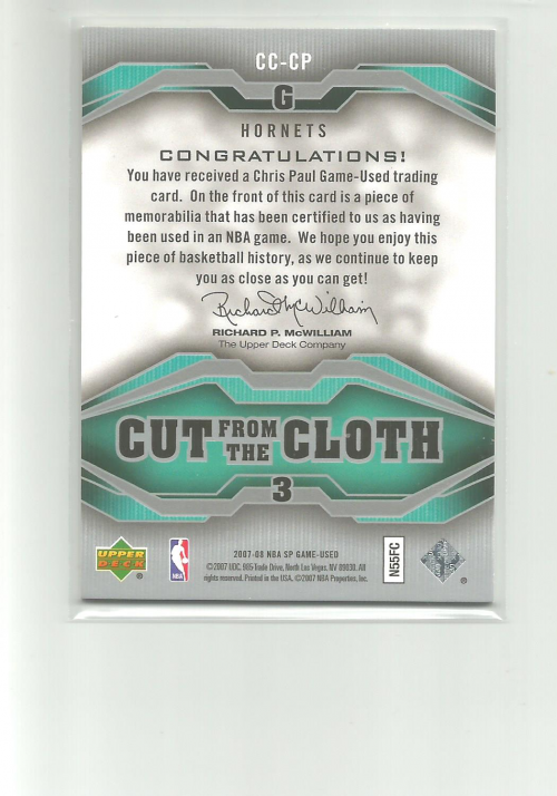2007-08 SP Game Used Cut from the Cloth #CCCP Chris Paul back image